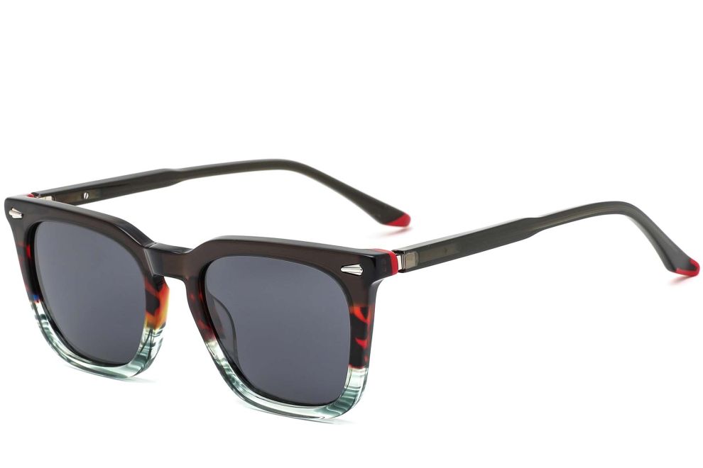 Rechteckige Schildpatt-Acetat-Sonnenbrille #BS0420-0169