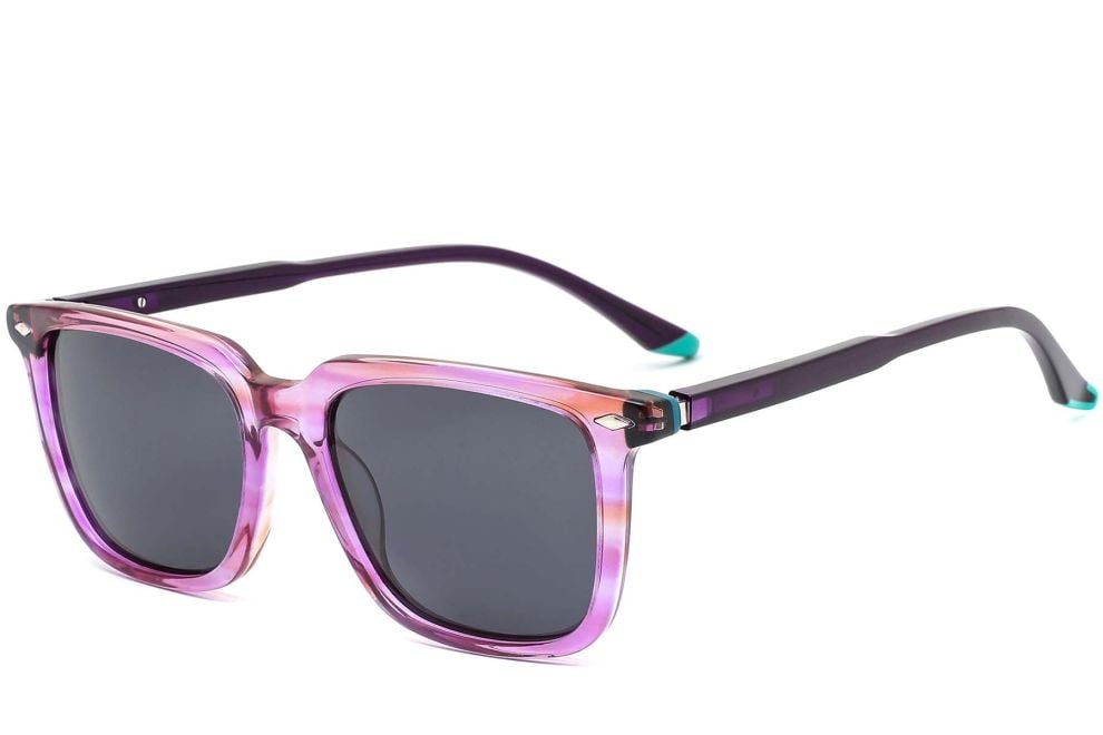 Rectangular Purple Acetate Sunglasses #BS0420-0175