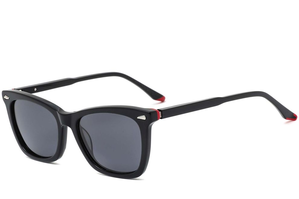 Rectangular Black Acetate Sunglasses #BS0420-0176
