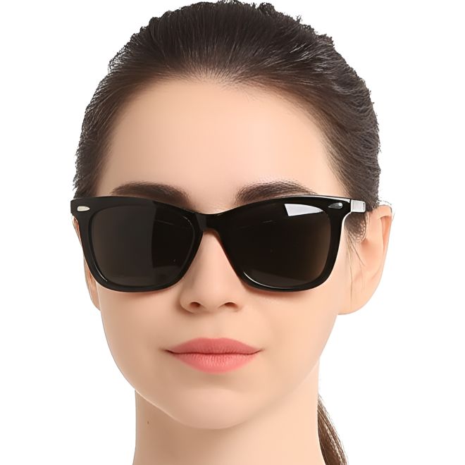 Rectangular Black Acetate Sunglasses #BS0420-0176