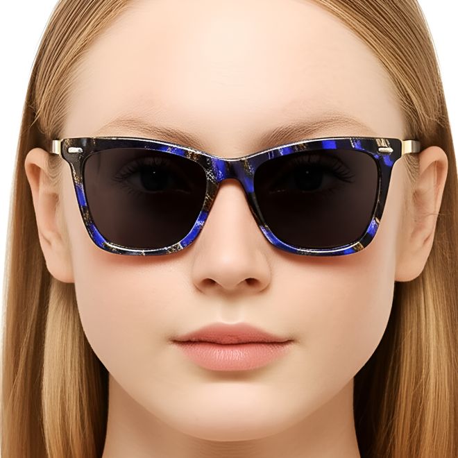 Rechteckige Sonnenbrille aus violettem Acetat #BS0420-0179