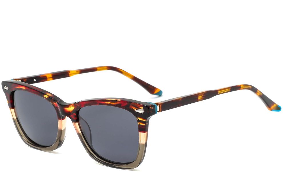 Rechteckige Schildpatt-Acetat-Sonnenbrille #BS0420-0180
