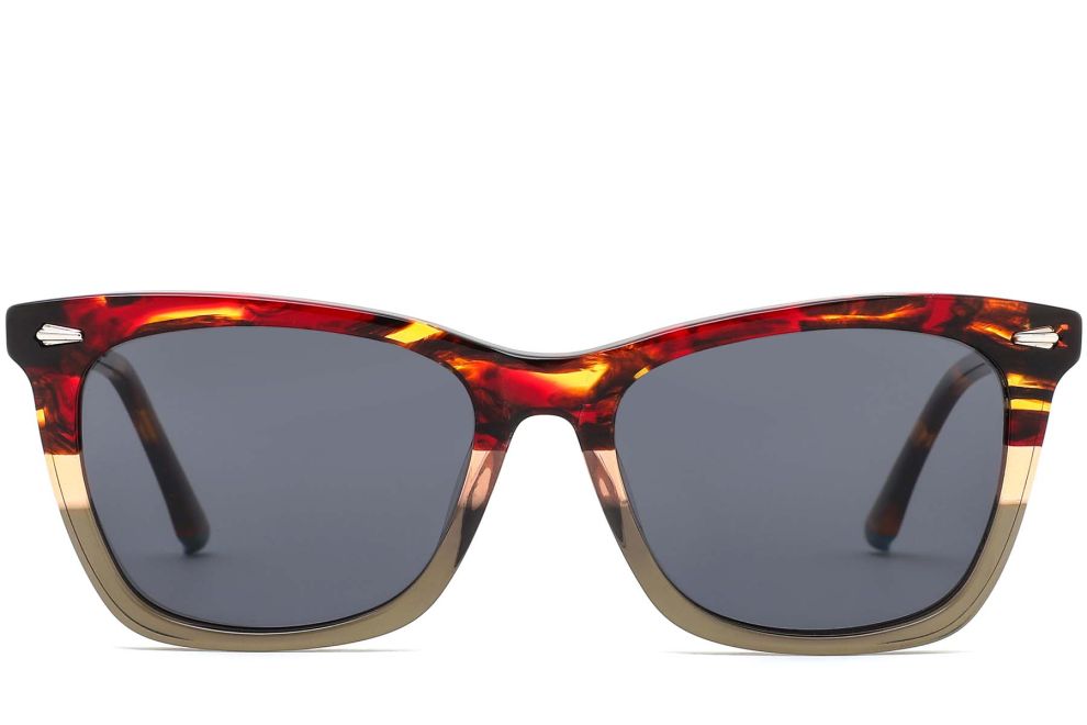 Rechteckige Schildpatt-Acetat-Sonnenbrille #BS0420-0180