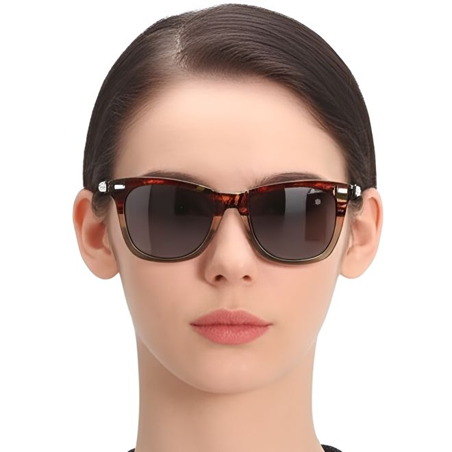 Rechteckige Schildpatt-Acetat-Sonnenbrille #BS0420-0180