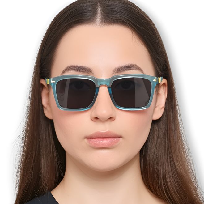 Rechteckige grüne Acetat-Sonnenbrille #BS0420-0183