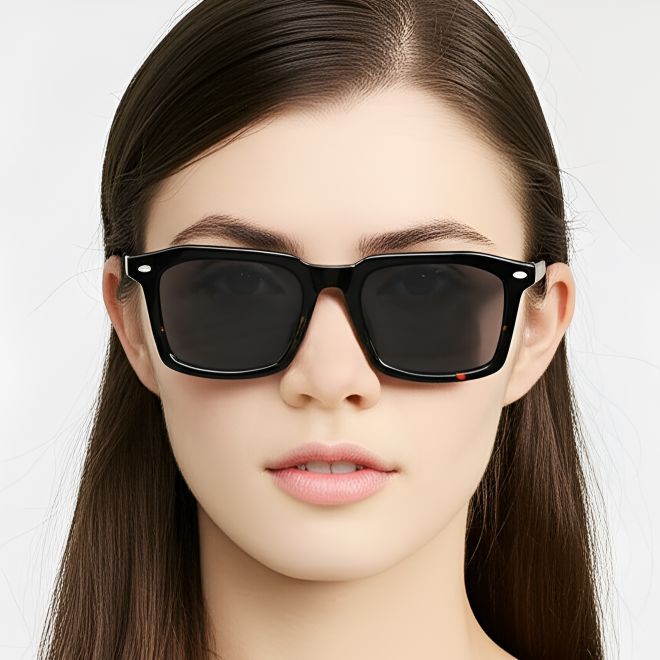 Lunettes de soleil rectangulaires en acétate écaille de tortue #BS0420-0184
