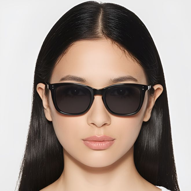 Rectangular Black Acetate Sunglasses #BS0420-0187
