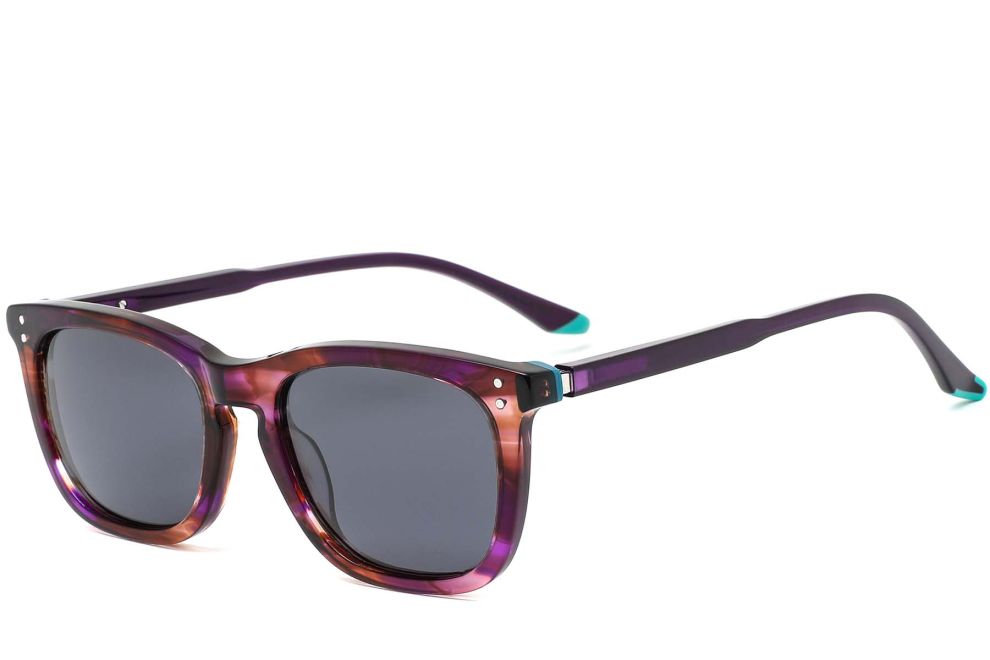Rectangular Purple Acetate Sunglasses #BS0420-0189