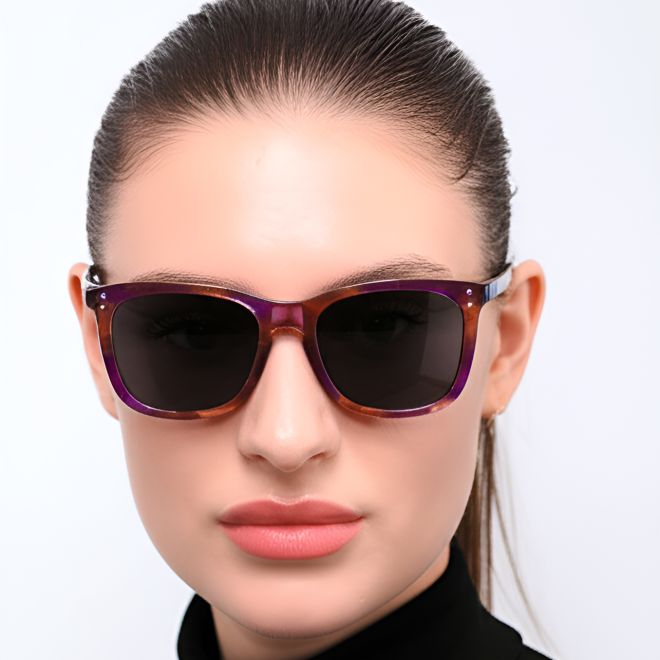 Rechteckige Sonnenbrille aus violettem Acetat #BS0420-0189