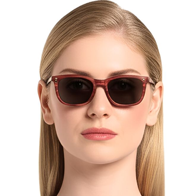 Rechteckige Sonnenbrille aus braunem Acetat #BS0420-0190