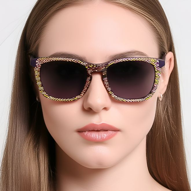 Rectangular Yellow Acetate Sunglasses #BS0420-0191