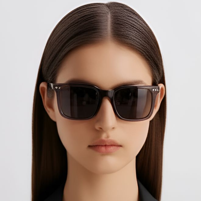 Rechteckige Sonnenbrille aus grauem Acetat #BS0420-0193