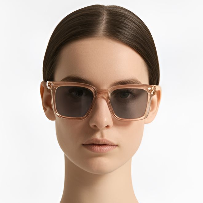 Rechteckige Sonnenbrille aus braunem Acetat #BS0420-0194