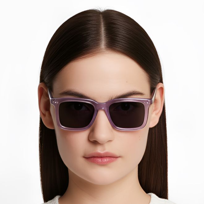Rechteckige lila Acetat-Sonnenbrille #BS0420-0195