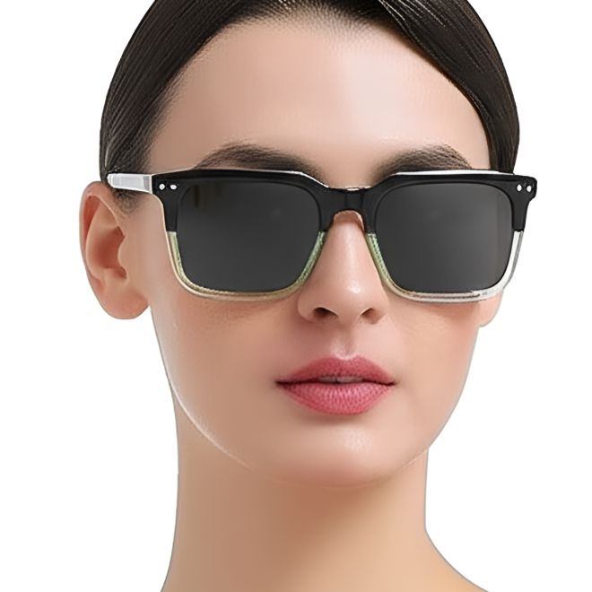 Rechteckige grüne Acetat-Sonnenbrille #BS0420-0196