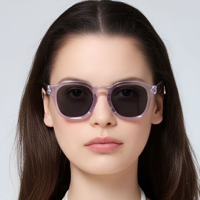 Lunettes de soleil rectangulaires en acétate transparent #BS0420-0198