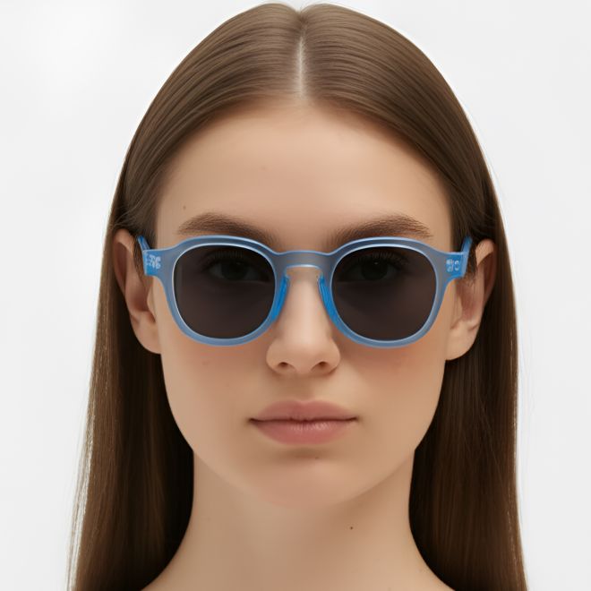Lunettes de soleil rectangulaires en acétate bleu #BS0420-0200