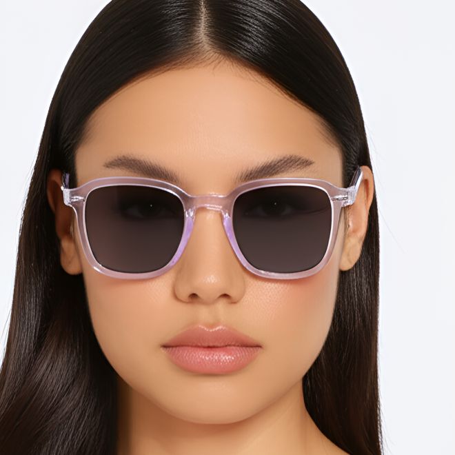 Lunettes de soleil rectangulaires en acétate transparent #BS0420-0208