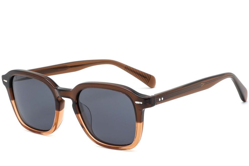 Rechteckige Sonnenbrille aus braunem Acetat #BS0420-0209
