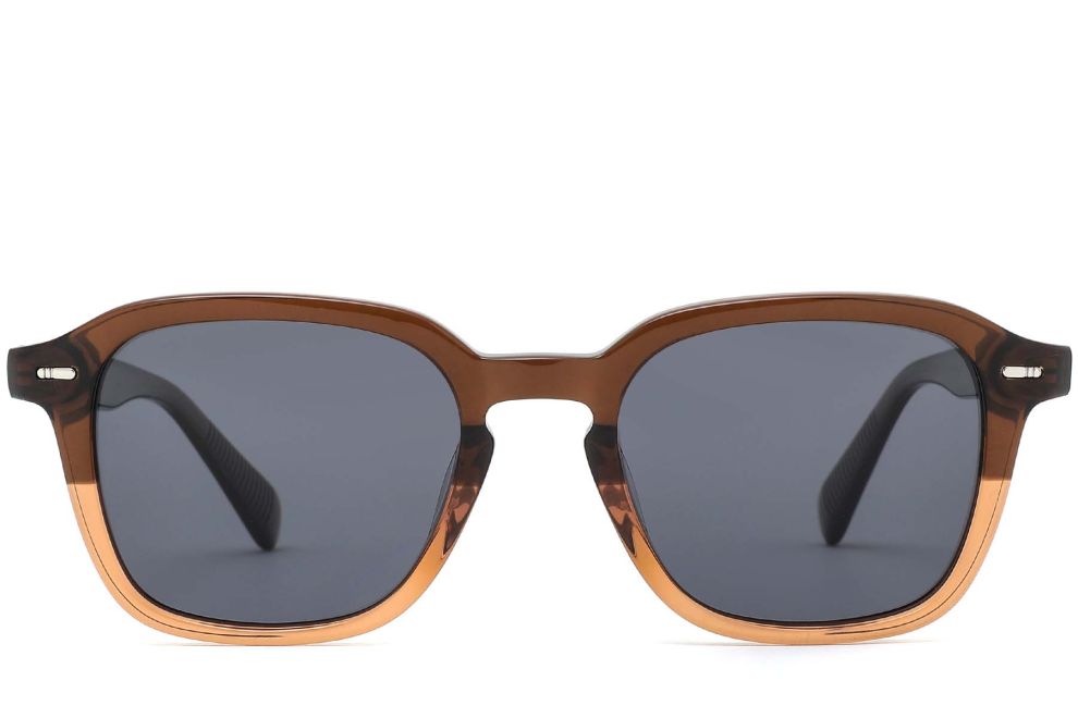 Rechteckige Sonnenbrille aus braunem Acetat #BS0420-0209
