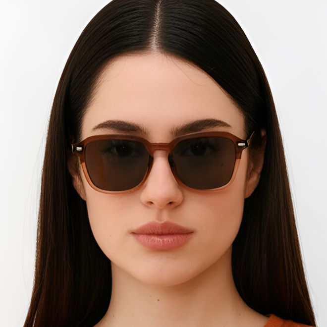 Rechteckige Sonnenbrille aus braunem Acetat #BS0420-0209
