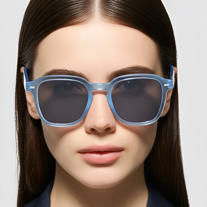Rectangular Blue Acetate Sunglasses #BS0420-0210