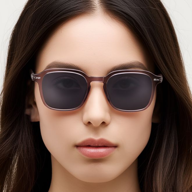 Lunettes de soleil rectangulaires en acétate violet #BS0420-0211