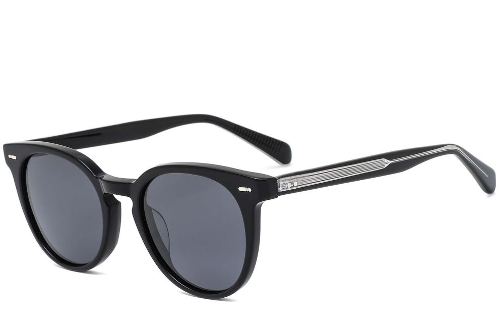 Runde schwarze Acetat-Sonnenbrille #BS0420-0217