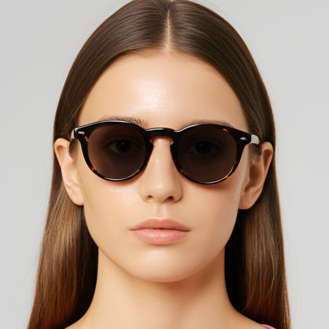Runde Schildpatt-Acetat-Sonnenbrille #BS0420-0219
