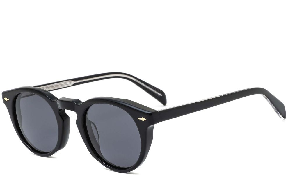 Round Black Acetate Sunglasses #BS0420-0222