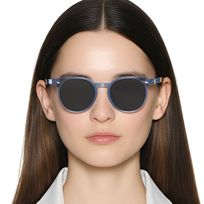 Round Blue Acetate Sunglasses #BS0420-0225