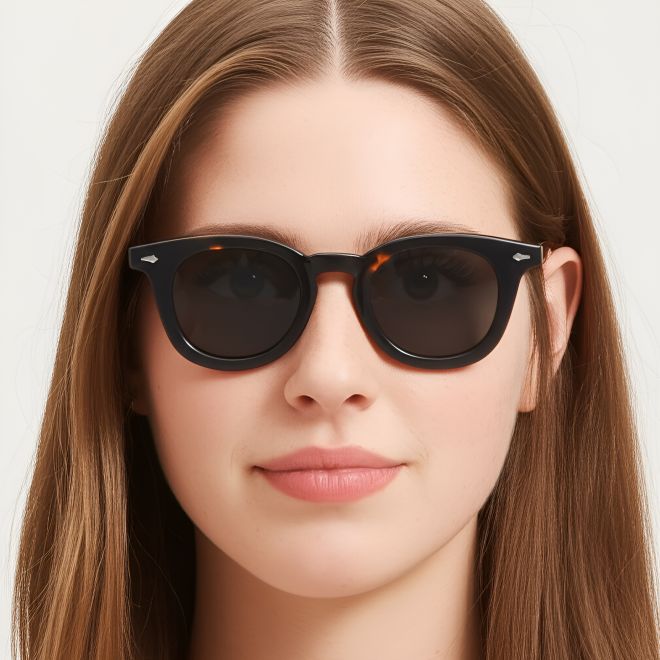 Runde Schildpatt-Acetat-Sonnenbrille #BS0420-0229