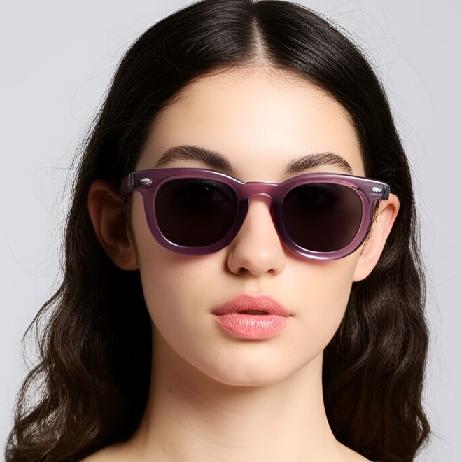 Gafas de sol redondas de acetato morado #BS0420-0231