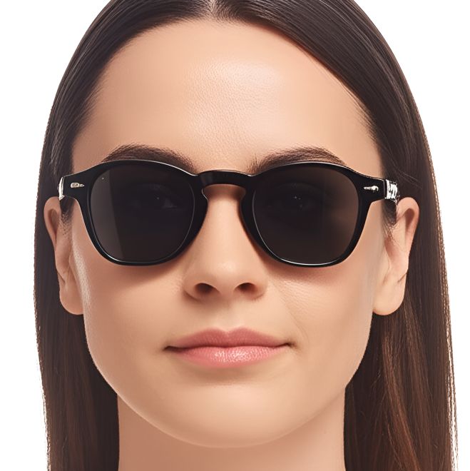 Rectangular Black Acetate Sunglasses #BS0420-0232