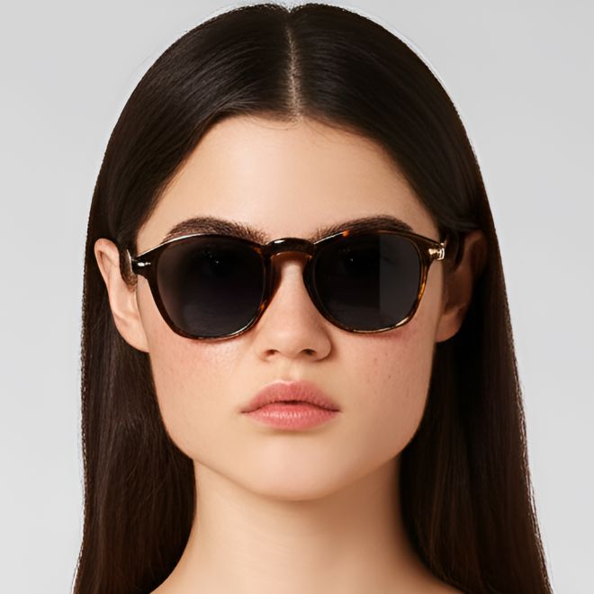 Rechteckige Schildpatt-Acetat-Sonnenbrille #BS0420-0234