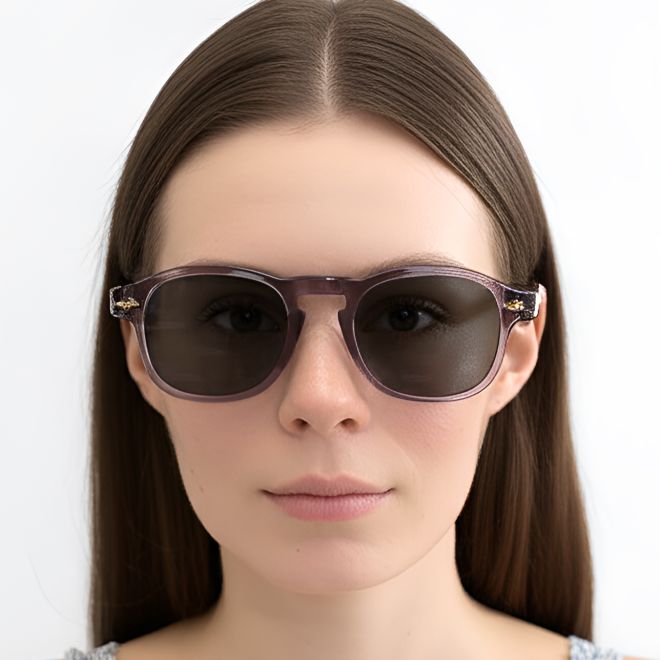 Rechteckige Sonnenbrille aus violettem Acetat #BS0420-0236