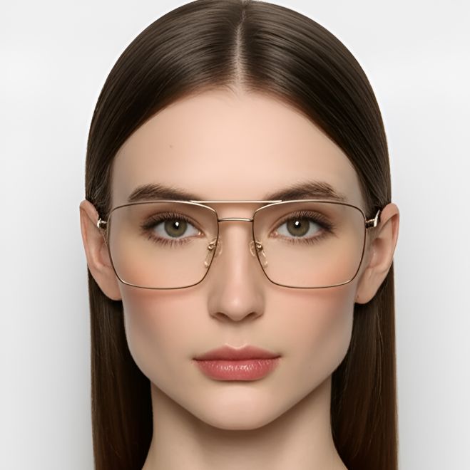 Rectangular Golden Metal Glasses #BS0420-0243