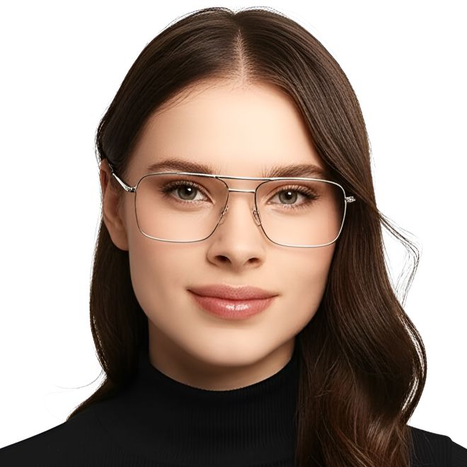 Rectangular Silver Metal Glasses #BS0420-0244