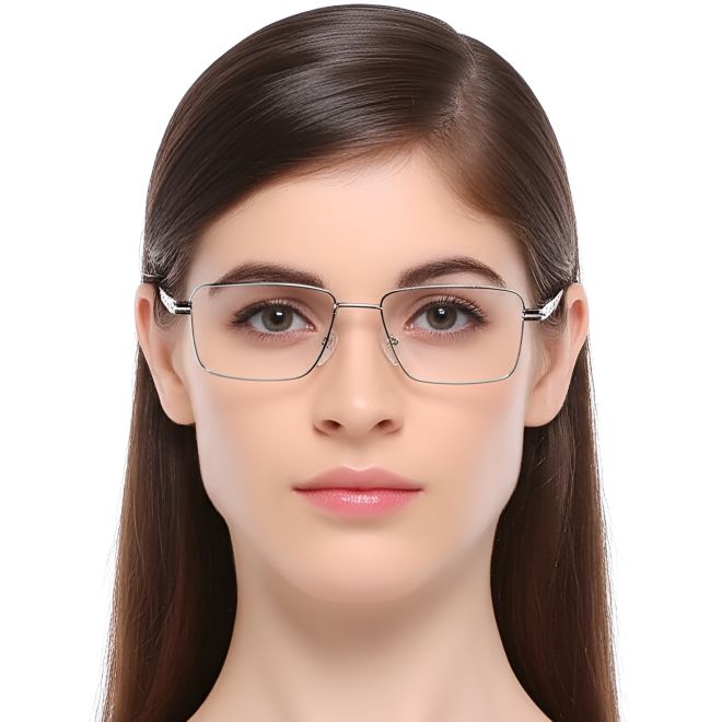 Rechteckige silberne Metallbrille #BS0420-0248