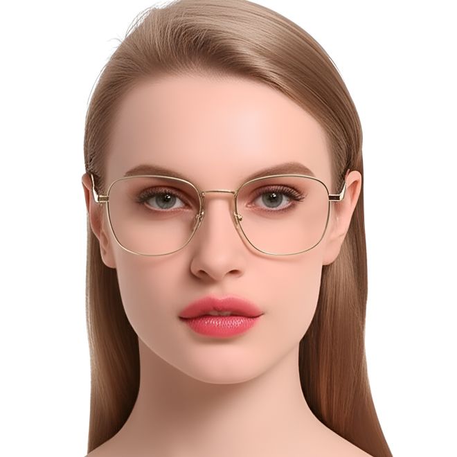 Rechteckige goldene Metallbrille #BS0420-0251