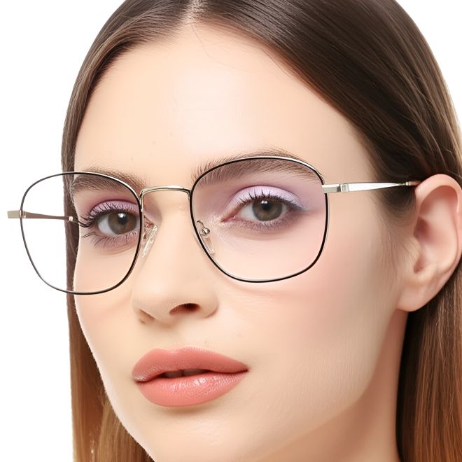 Rechteckige silberne Metallbrille #BS0420-0252