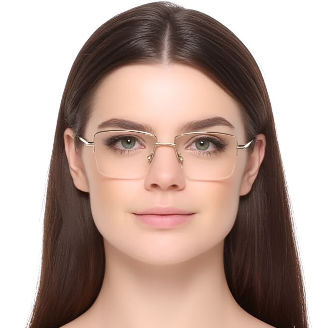 Semi-rimless Golden Metal Glasses #BS0420-0255