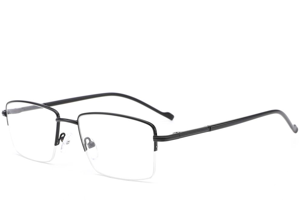 Semi-rimless Black Metal Glasses #BS0420-0258