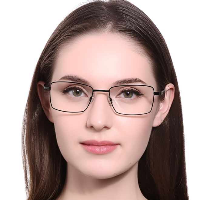 Rechteckige schwarze Metallbrille #BS0420-0266
