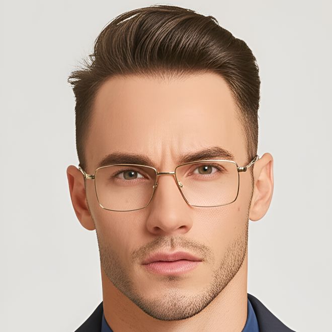 Rectangular Golden Metal Glasses #BS0420-0267