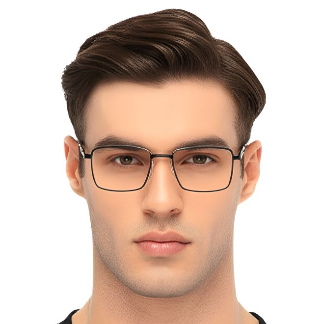 Lunettes rectangulaires en métal noir #BS0420-0270