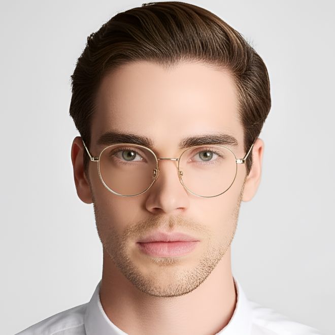 Round Golden Metal Glasses #BS0420-0275