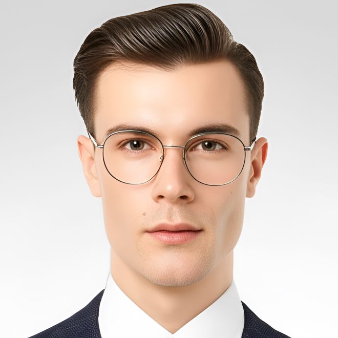 Runde silberne Metallbrille #BS0420-0276