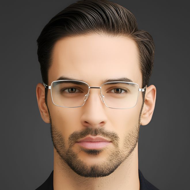 Rectangular Silver Metal Glasses #BS0420-0280