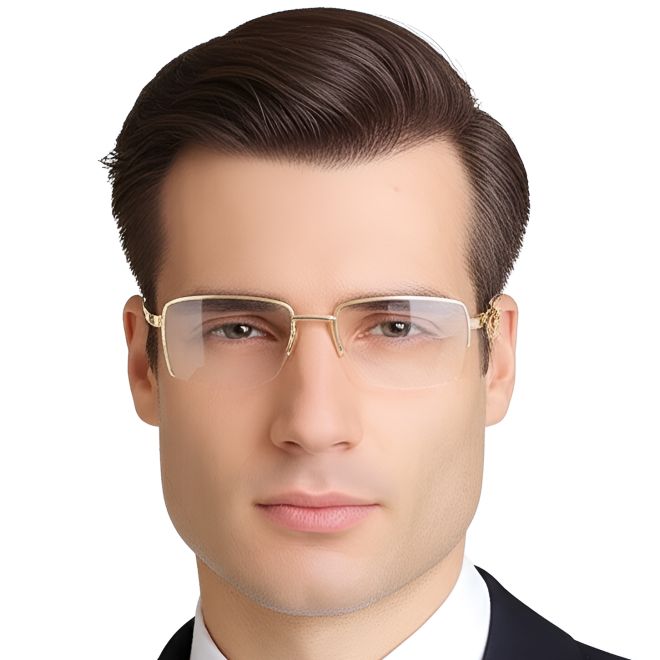 Lunettes demi-cerclées en métal doré #BS0420-0283